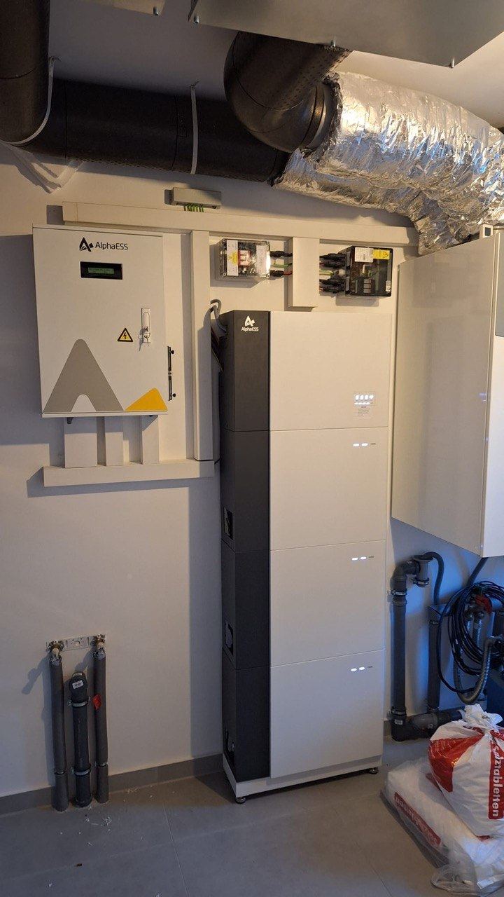 Stromspeicher mit mehreren Batteriemodulen im Technikraum